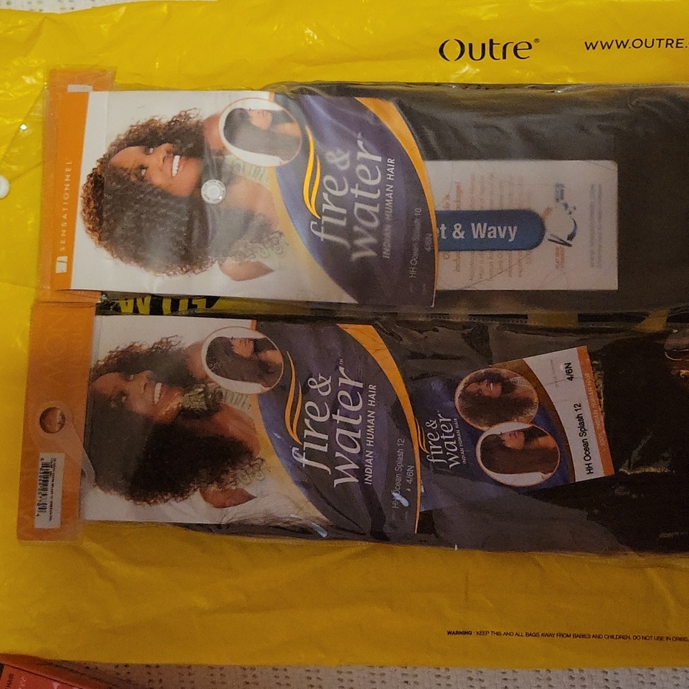 Two packs of Fire Water Indian human hair, 12" n 10"